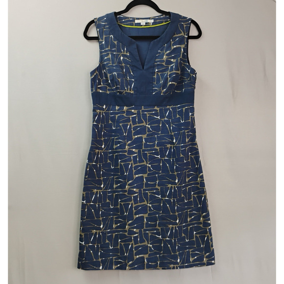 Boden V Neck Sheath Dress Size 8‎ Sleeveless Women’s Abstract Pattern Cotton - Picture 2 of 13